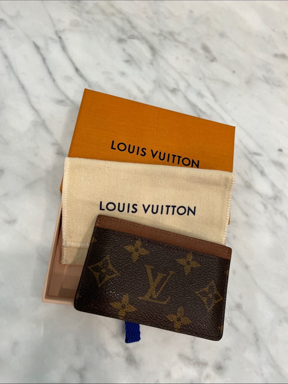 Louis Vuitton Monogram Card Case in Dark Brown & Tan